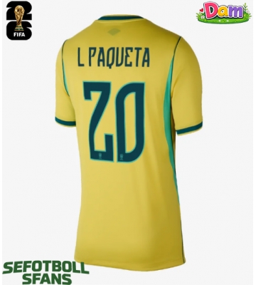 Brasilien Lucas Paqueta #20 Hemmatröja Kvinnor VM 2026 Kortärmad